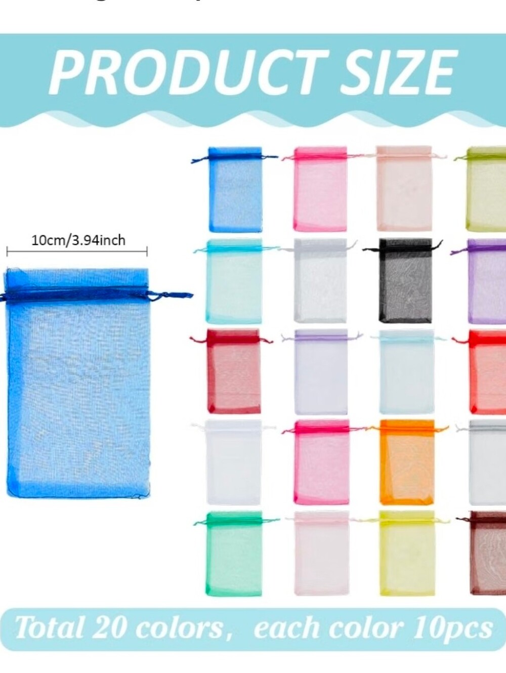 Organza Bags (25) Drawstring Organza Gift Pouches 4×6 (Pack Of 25) - Picture 3 of 4